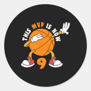 Adesivo Redondo Feliz 9 de aniversário, 9 anos Mvp Bysketbyll 9º B