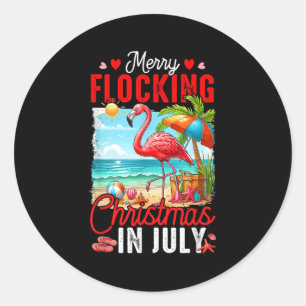 Adesivo Redondo Feliz A Bloquear O Natal Em Julho No Flamingo O