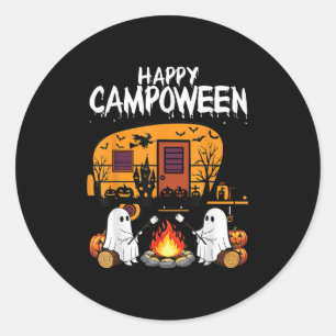 Adesivo Redondo Feliz Acampamento-o-ween Dia das Bruxas Acampament
