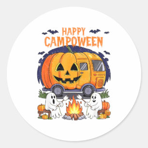 Adesivo Redondo Feliz Acampamento-o-ween Halloween Acampamento Fan