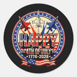 Adesivo Redondo Feliz americano 1776 2026 eua patriótico 4 de julh