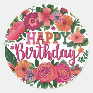 Adesivo Redondo Feliz aniversário