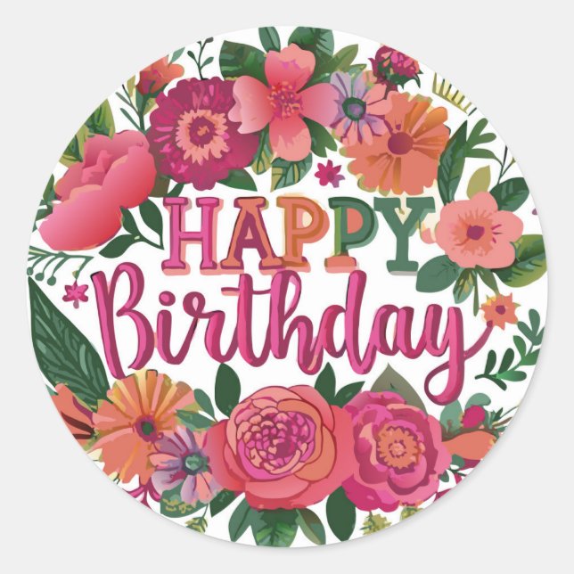 Adesivo Redondo Feliz aniversário (Frente)