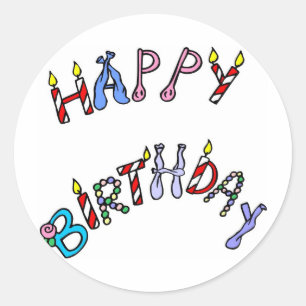 Adesivo Redondo Feliz aniversário!