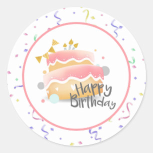 Adesivo Redondo Feliz Aniversário