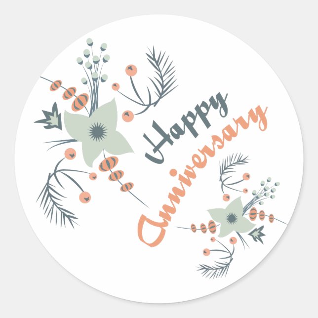 Adesivo Redondo Feliz aniversário (Frente)