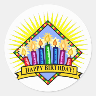 Adesivo Redondo Feliz aniversário