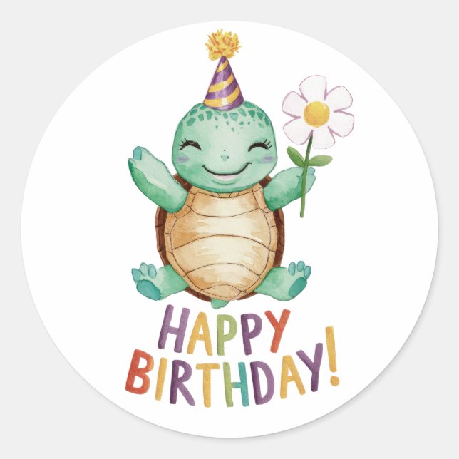 Adesivo Redondo Feliz aniversário (Frente)