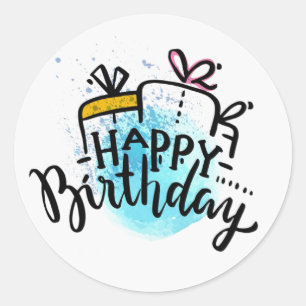 Adesivo Redondo Feliz Aniversário