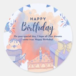Adesivo Redondo Feliz aniversário
