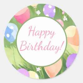 Adesivo Redondo Feliz aniversário! Balloon