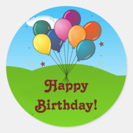 Adesivo Redondo Feliz aniversário! Balões de Celebração
