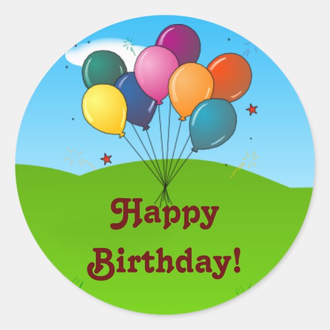 Adesivo Redondo Feliz aniversário! Balões de Celebração (Frente)