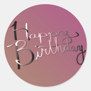 Adesivo Redondo "Feliz aniversário!" BrilhoDeGradação EscritaÀ