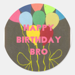 Adesivo Redondo Feliz Aniversário Bro Art Impressão