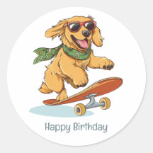 Feliz Aniversário Cachorro Golden Retriever Skateb