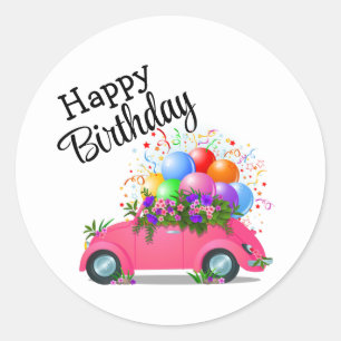 Adesivo Redondo Feliz Aniversário Carro 