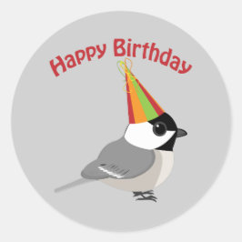 Adesivo Redondo Feliz Aniversário Chickadee