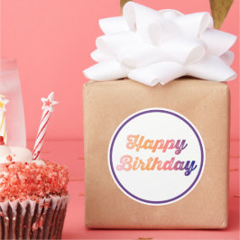 Adesivo Redondo Feliz Aniversário Colorido