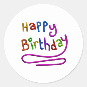 Adesivo Redondo Feliz Aniversário Colorido Saudação