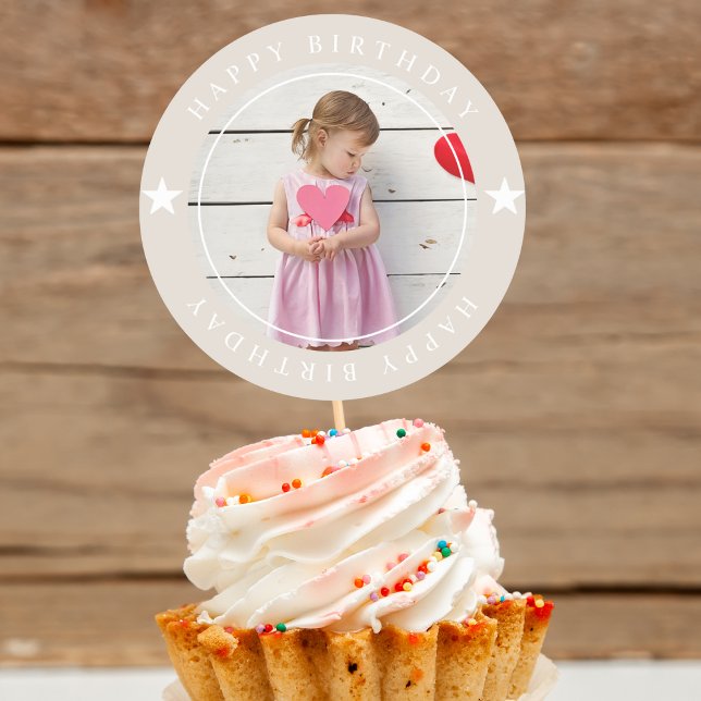 Adesivo Redondo Feliz Aniversário Com Foto (Criador carregado)