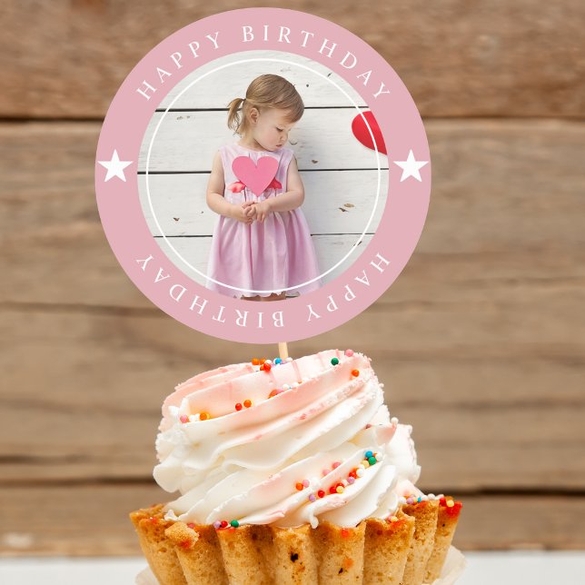 Adesivo Redondo Feliz Aniversário Com Foto (Criador carregado)