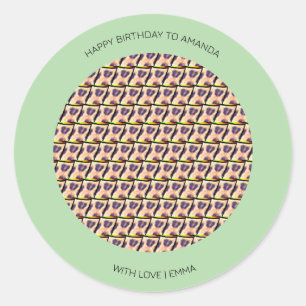 Adesivo Redondo Feliz Aniversário, Cute Quênia Leopard Patterno