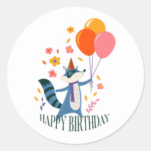 Adesivo Redondo Feliz Aniversário da Fox Fox
