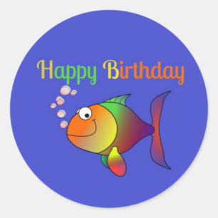 Adesivo Redondo Feliz Aniversário das Bolhas