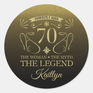 Adesivo Redondo Feliz Aniversário de 70 Feliz e Cachorro