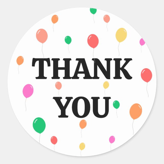 Adesivo Redondo feliz aniversário de balão colorido (Frente)