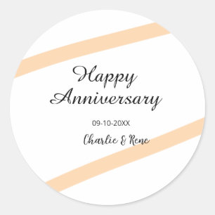 Adesivo Redondo Feliz aniversário de casamento linhas laranja past