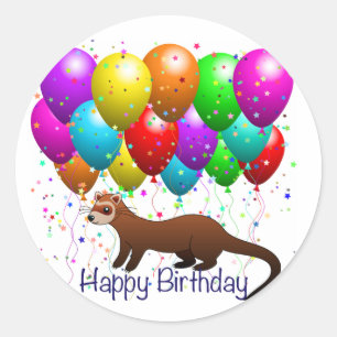 Adesivo Redondo Feliz Aniversário de Ferret Sticker