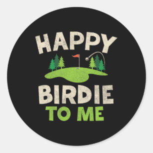 Adesivo Redondo Feliz Aniversário de Golfe Camisa Feliz Birdie Gol