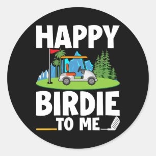 Adesivo Redondo Feliz Aniversário de Golfe Feliz Aniversário Feliz
