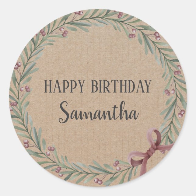 Adesivo Redondo Feliz Aniversário de Natal Classe de Artesanato Fl (Frente)