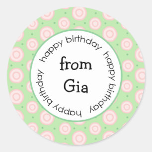 Adesivo Redondo Feliz Aniversário de/para autocolantes (#LABL028)