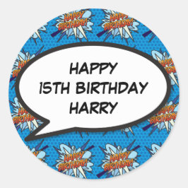 Adesivo Redondo FELIZ ANIVERSÁRIO Diversão de Fala Diversão de Bol