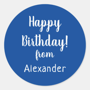 Adesivo Redondo Feliz Aniversário do Nome Azul Aniversário