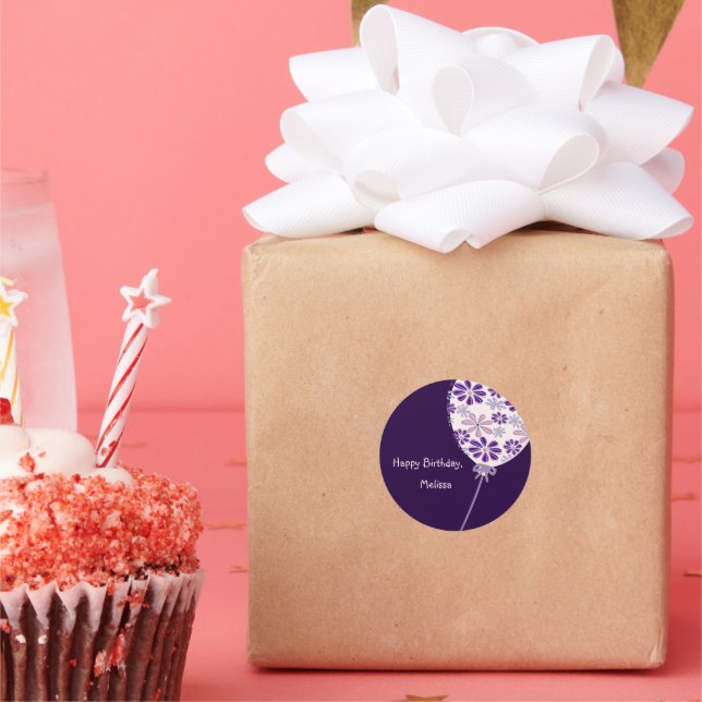 Adesivo Redondo Feliz Aniversário do Playgo Indigo Pink Balloon (Festa)