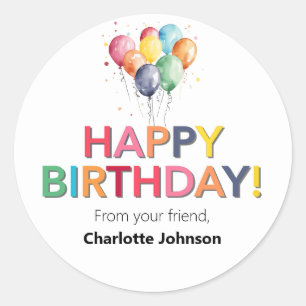 Adesivo Redondo Feliz Aniversário Do Seu Amigo Stickers Favor