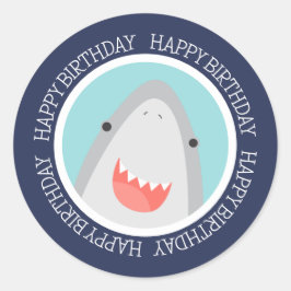 Adesivo Redondo Feliz Aniversário do Tubarão-Cinto