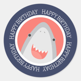 Adesivo Redondo Feliz Aniversário do Tubarão-Cinto