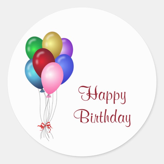 Adesivo Redondo Feliz Aniversário dos Balões (Frente)