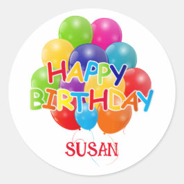 Adesivo Redondo Feliz aniversário dos balões