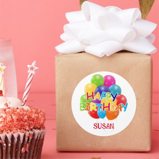 Adesivo Redondo Feliz aniversário dos balões (Festa)