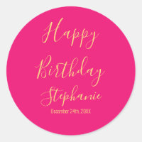 Feliz Aniversário Dourado Rosa Quente Nome Persona