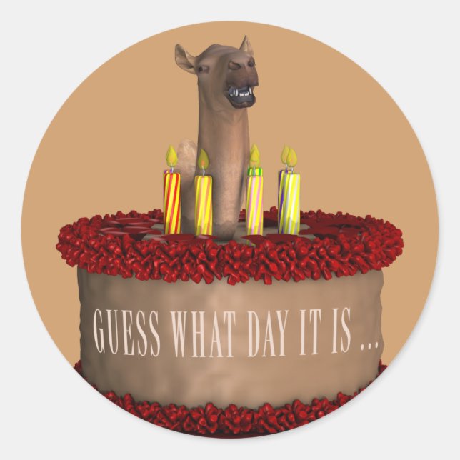 Adesivo Redondo Feliz Aniversário Engraçado Camel (Frente)