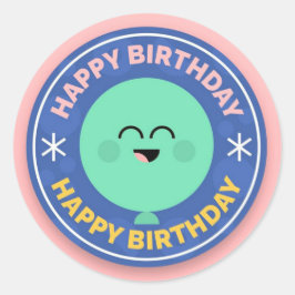 Adesivo Redondo Feliz Aniversário Envelope Selo