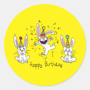 Adesivo Redondo Feliz aniversário feliz Coelhinhos Coelhinhos
